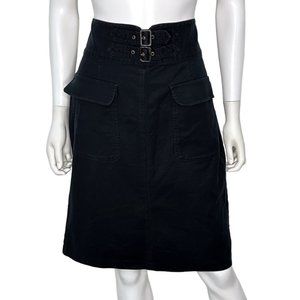 Worthington Y2K High Waisted Buckle Detail Pencil Skirt Black Women's Size 6